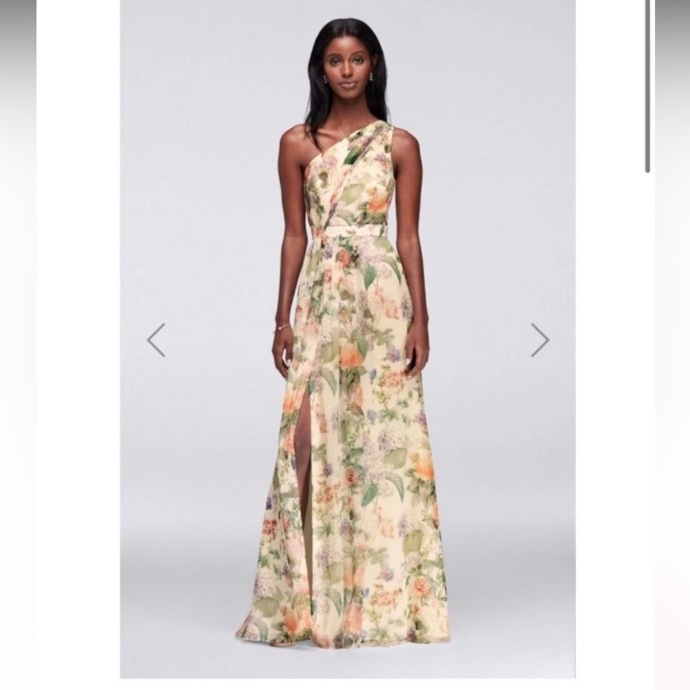 David’s Bridal Floral One-Shoulder Dress
